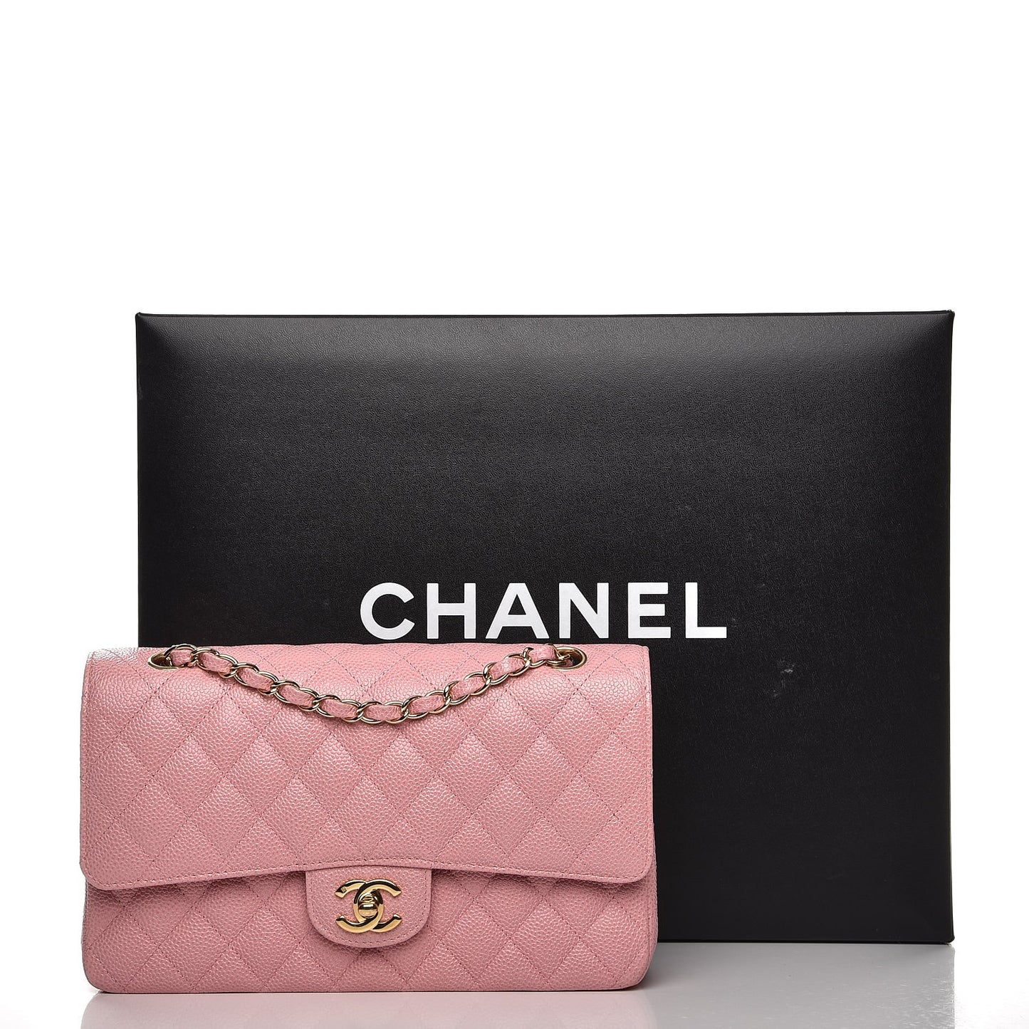 Caviar Quilted Medium Double Flap Pink