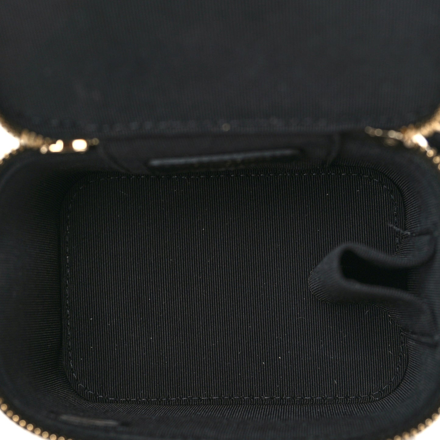 Caviar Quilted Mini Pearl On Top Vanity Case With Chain Black