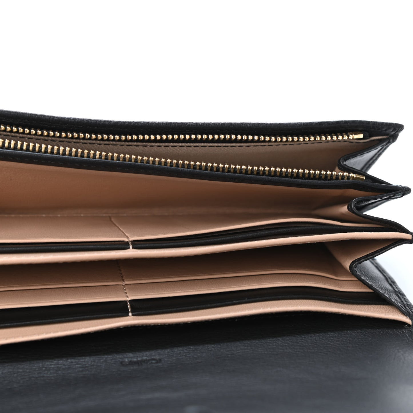 Grained Smooth Calfskin Small Indy Long Wallet Black