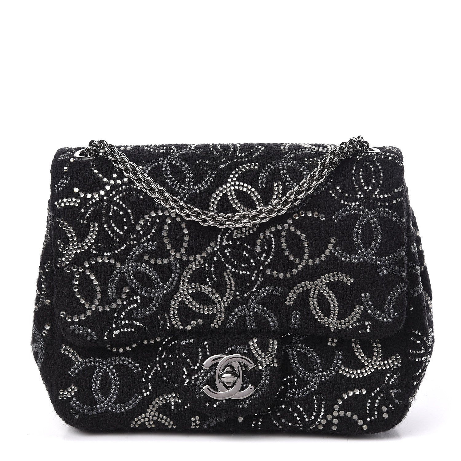 Chanel Tweed Strass Mini Pudong Flap Black 1 of 10