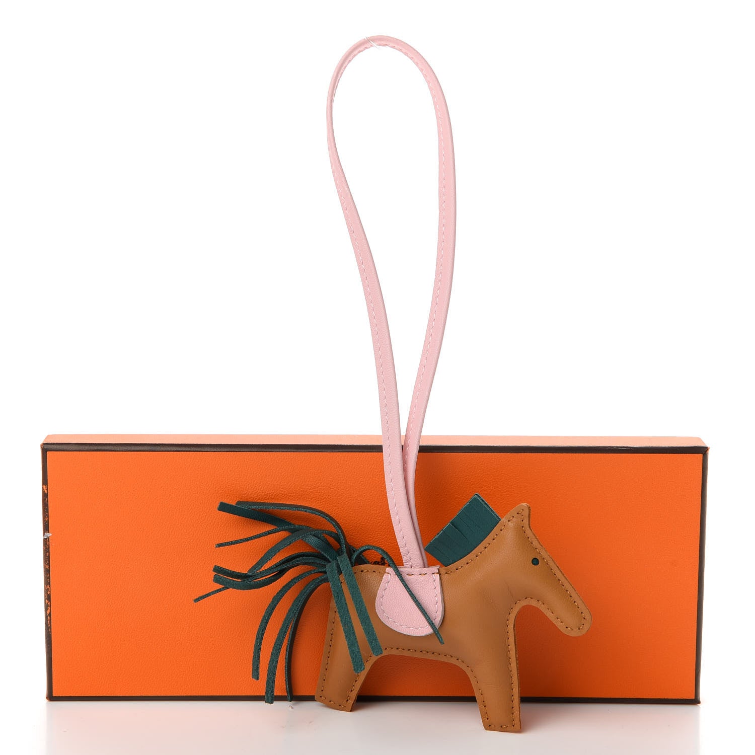 Hermes Milo Lambskin Grigri Rodeo Horse Bag Charm PM Sesame Malachite Rose Sakura 4 of 4