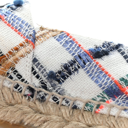 Chanel Tweed Grosgrain CC Espadrilles 36 White Blue Pink Green Black 11 of 17