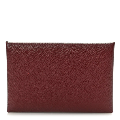 Hermes Madame Calfskin Calvi Card Case Rouge H 1 of 7