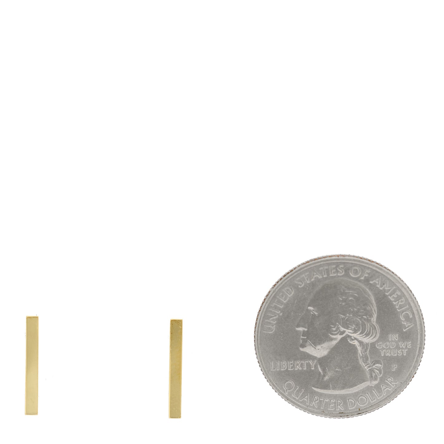 18K Yellow Gold Bar Stud Earrings