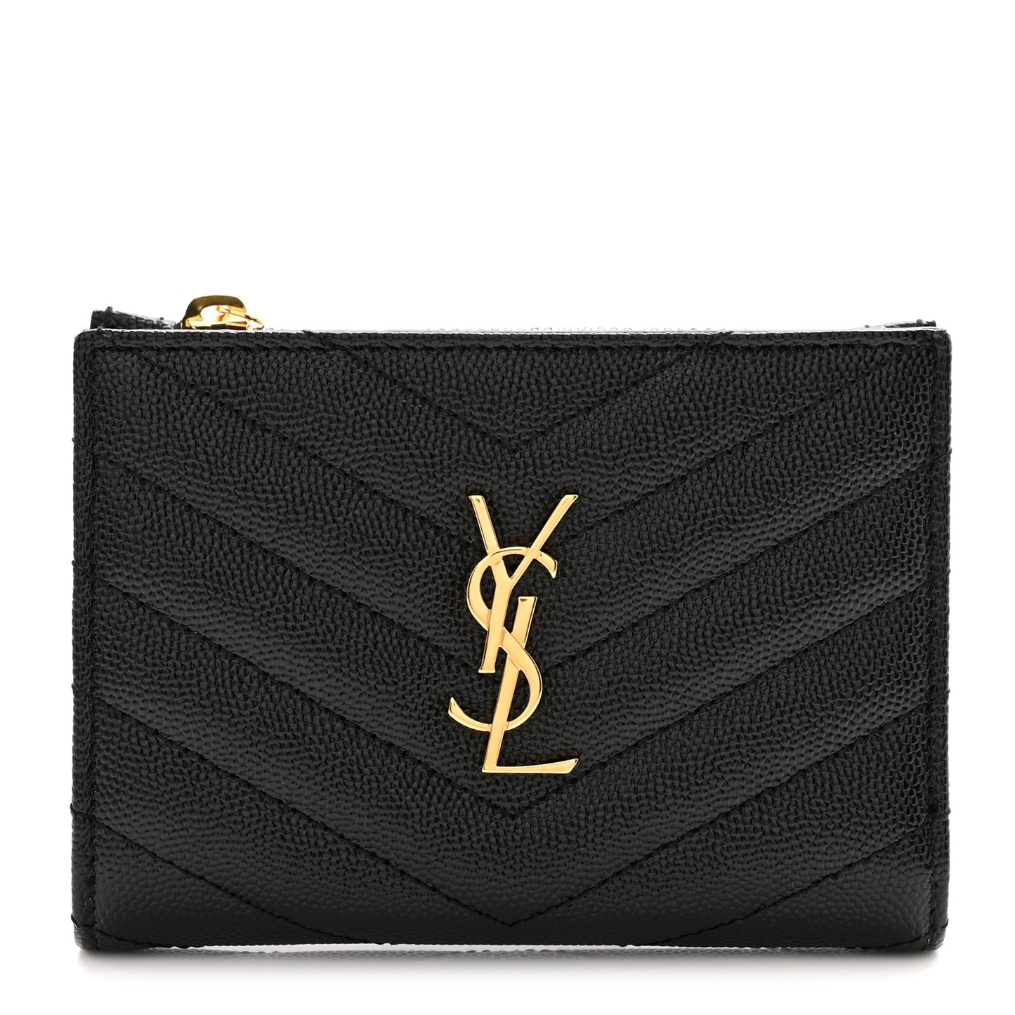Grain De Poudre Matelasse Chevron Monogram Zipped Card Case Black