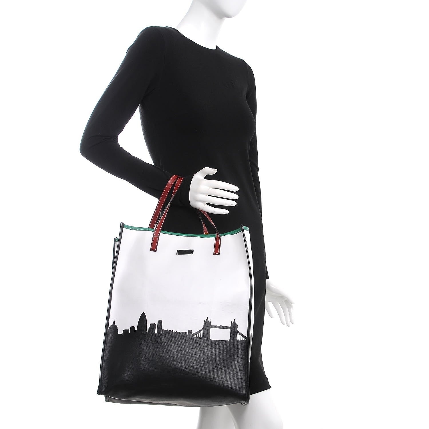 Gucci Canvas City Collection London Skyline Olympics Vertical Tote White 2 of 14
