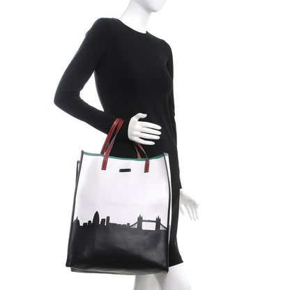 Gucci Canvas City Collection London Skyline Olympics Vertical Tote White 2 of 14