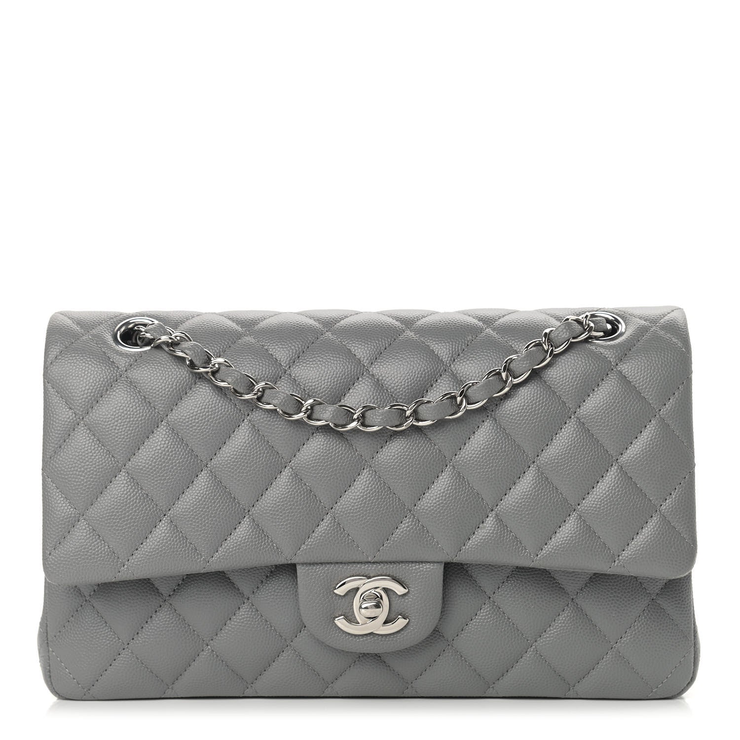 Chanel Caviar Quilted Medium Double Flap Grey 1 of 13