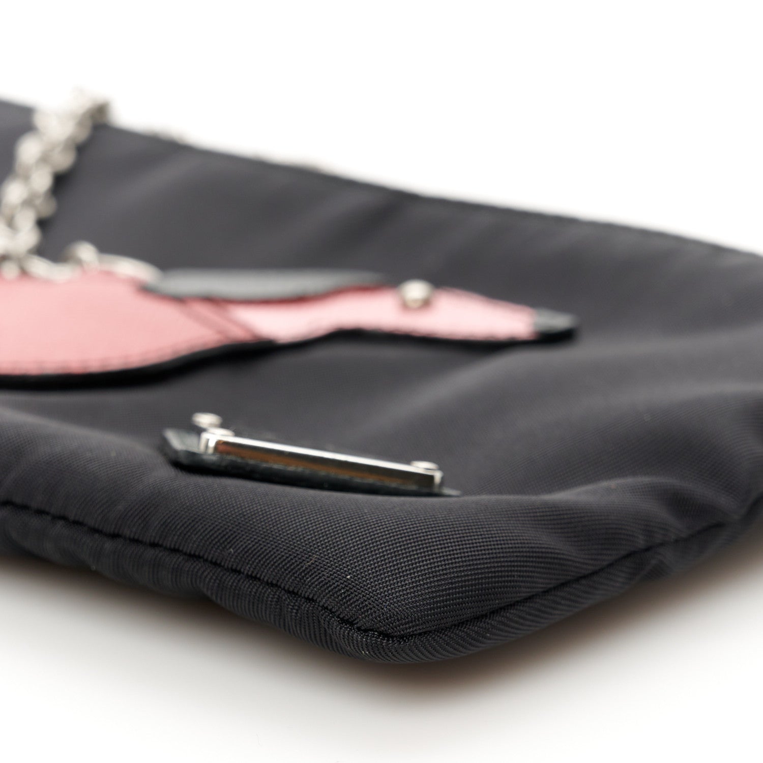 Prada Tessuto Nylon Dog Chain Pouch Black 9 of 10