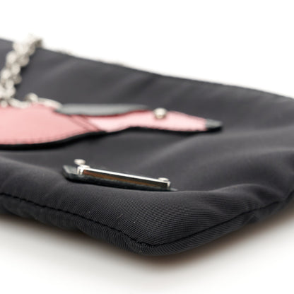 Prada Tessuto Nylon Dog Chain Pouch Black 9 of 10