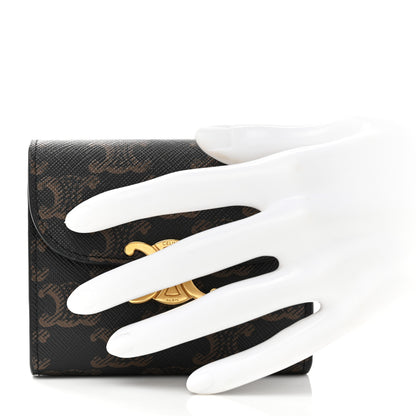 Celine Triomphe Canvas Small Triomphe Wallet Tan 2 of 9