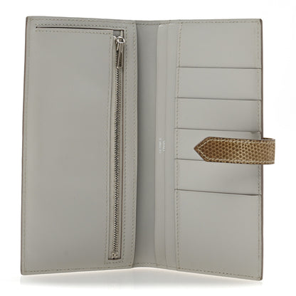 Hermes Tadelakt Lizard Bearn Gusset Wallet Gris Perle Ficelle 5 of 12