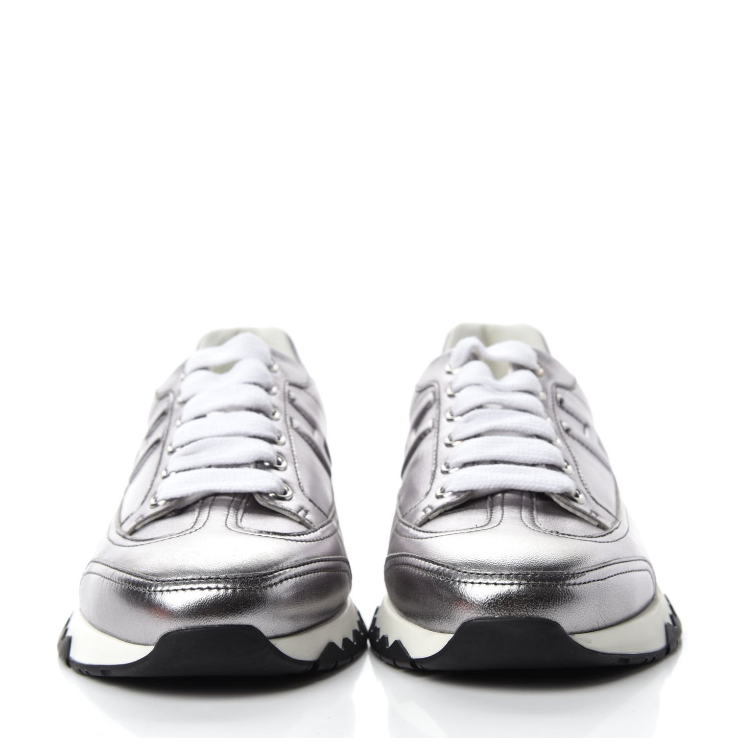 Metallic Nappa Womens Trail Sneakers 36 Gris Argente