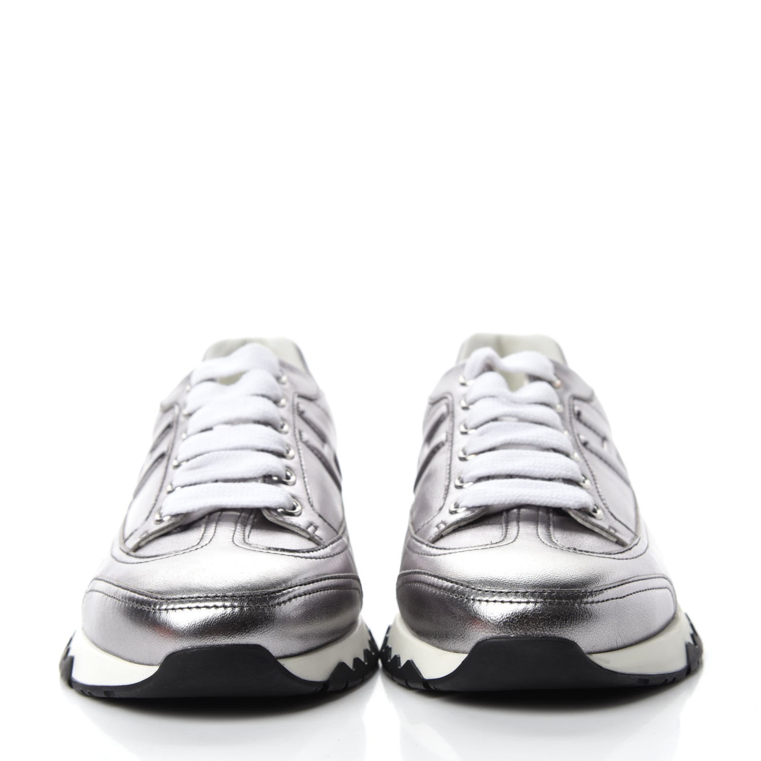 Hermes Metallic Nappa Womens Trail Sneakers 36 Gris Argente 2 of 9