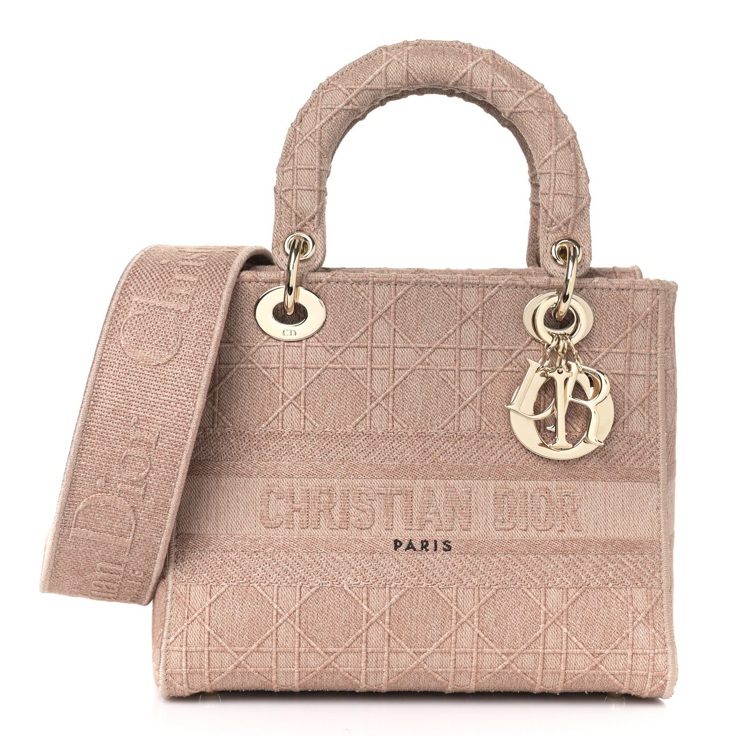 Canvas Embroidered Cannage Medium Lady D-Lite Pink