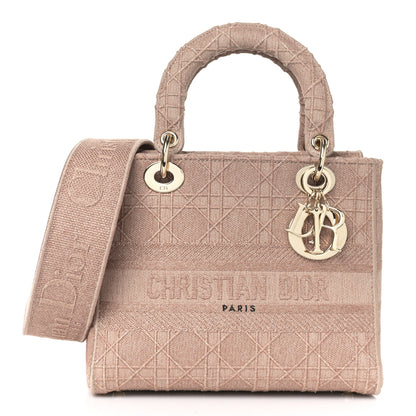 Christian Dior Canvas Embroidered Cannage Medium Lady D-Lite Pink 1 of 8