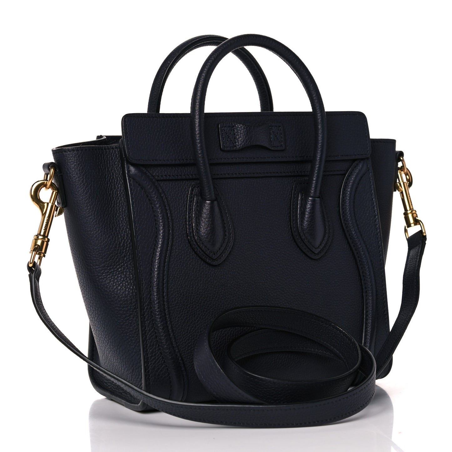 Drummed Calfskin Nano Luggage Navy Blue