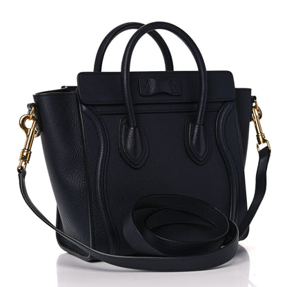 Celine Drummed Calfskin Nano Luggage Navy Blue 3 of 10