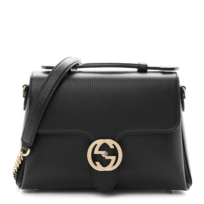 Gucci Dollar Calfskin Interlocking G Top Handle Shoulder Bag Black 1 of 10