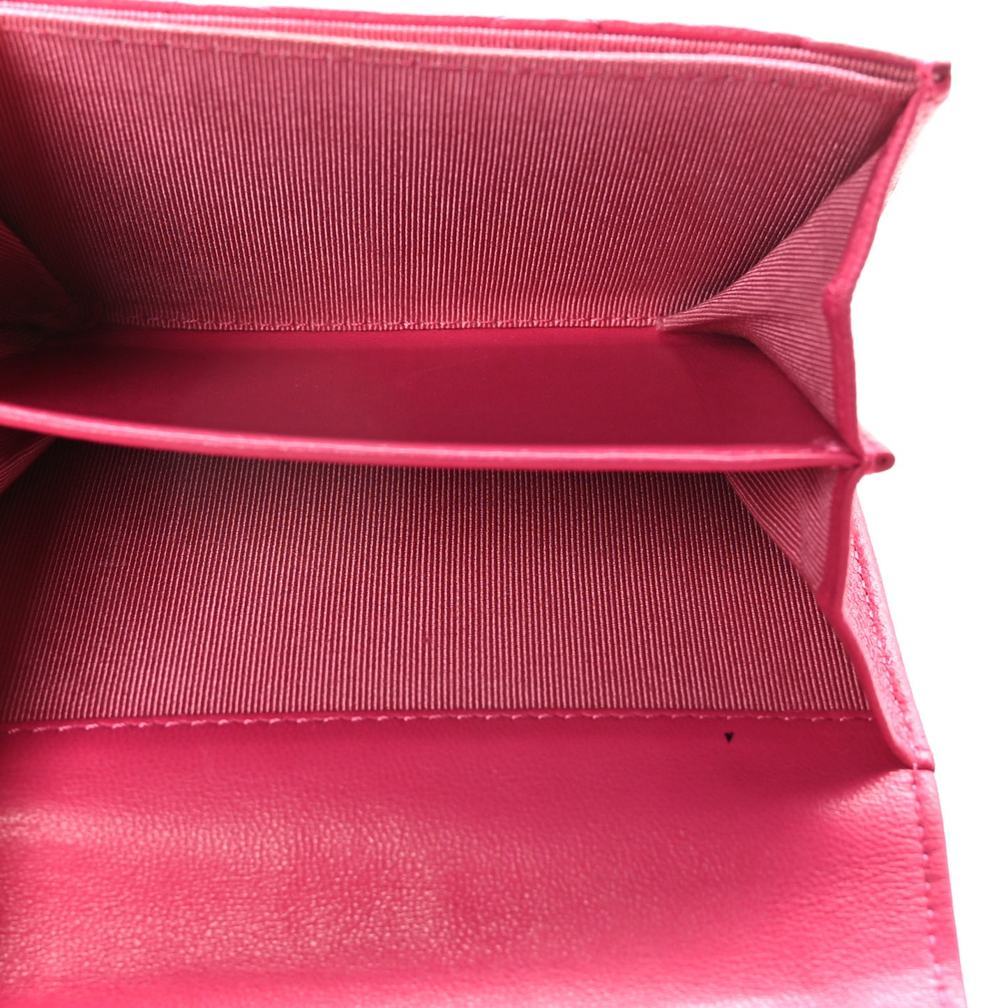 Lambskin Quilted Flap Card Holder Wallet Pink