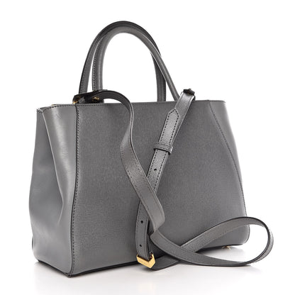 Fendi Vitello Elite Petite 2Jours Tote Grigio Grigio Chiaro 3 of 8