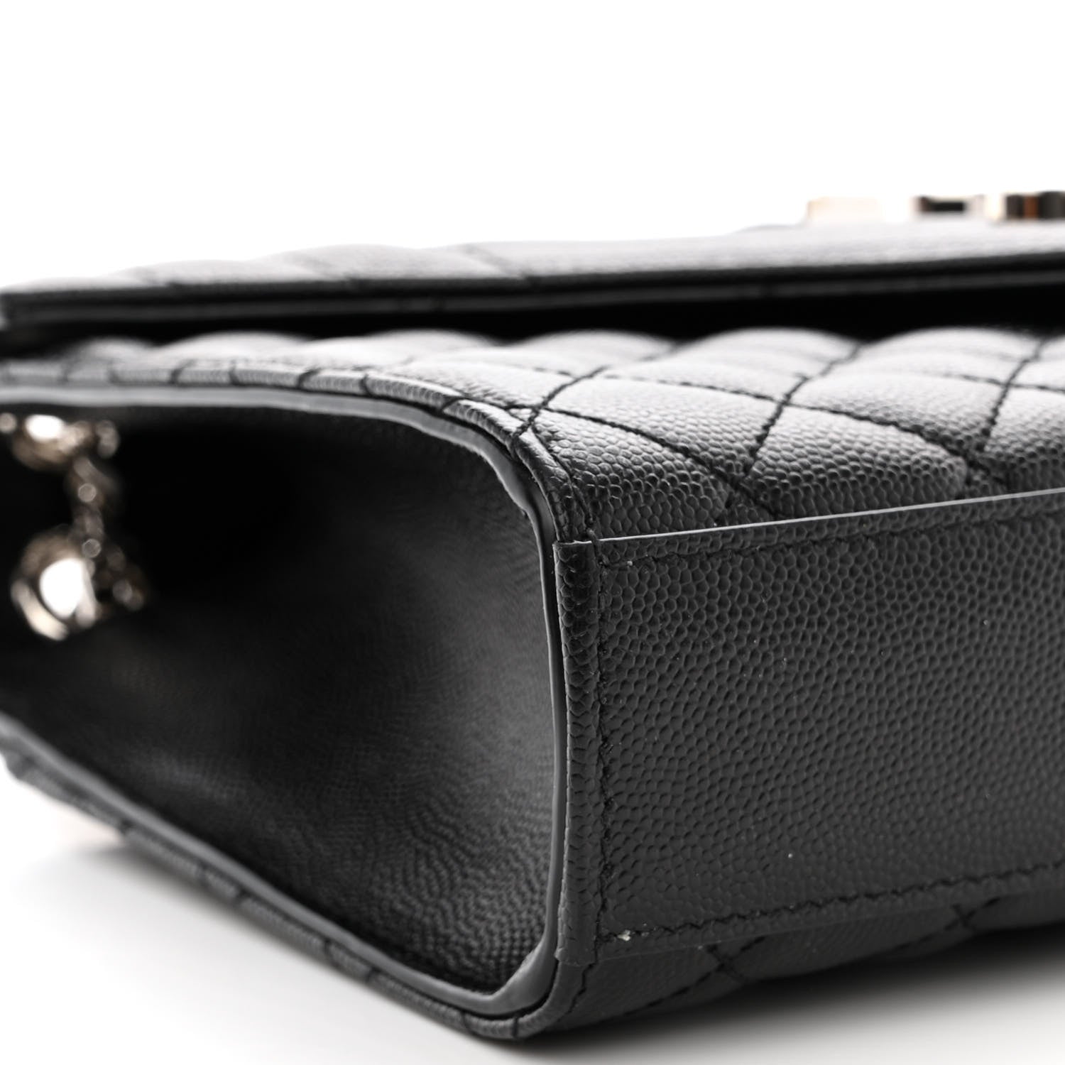 Saint Laurent Grain De Poudre Textured Mixed Matelasse Triquilt Medium Monogram Satchel Black 9 of 12