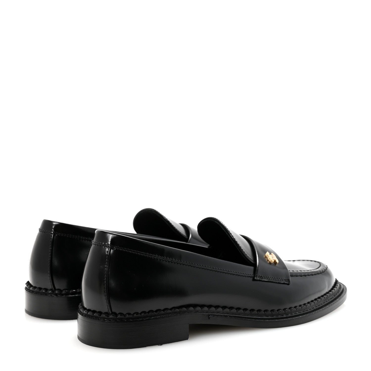 Chanel Shiny Calfskin Pearl CC Loafers 39 Black 5 of 10