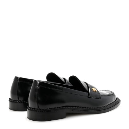 Chanel Shiny Calfskin Pearl CC Loafers 39 Black 5 of 10