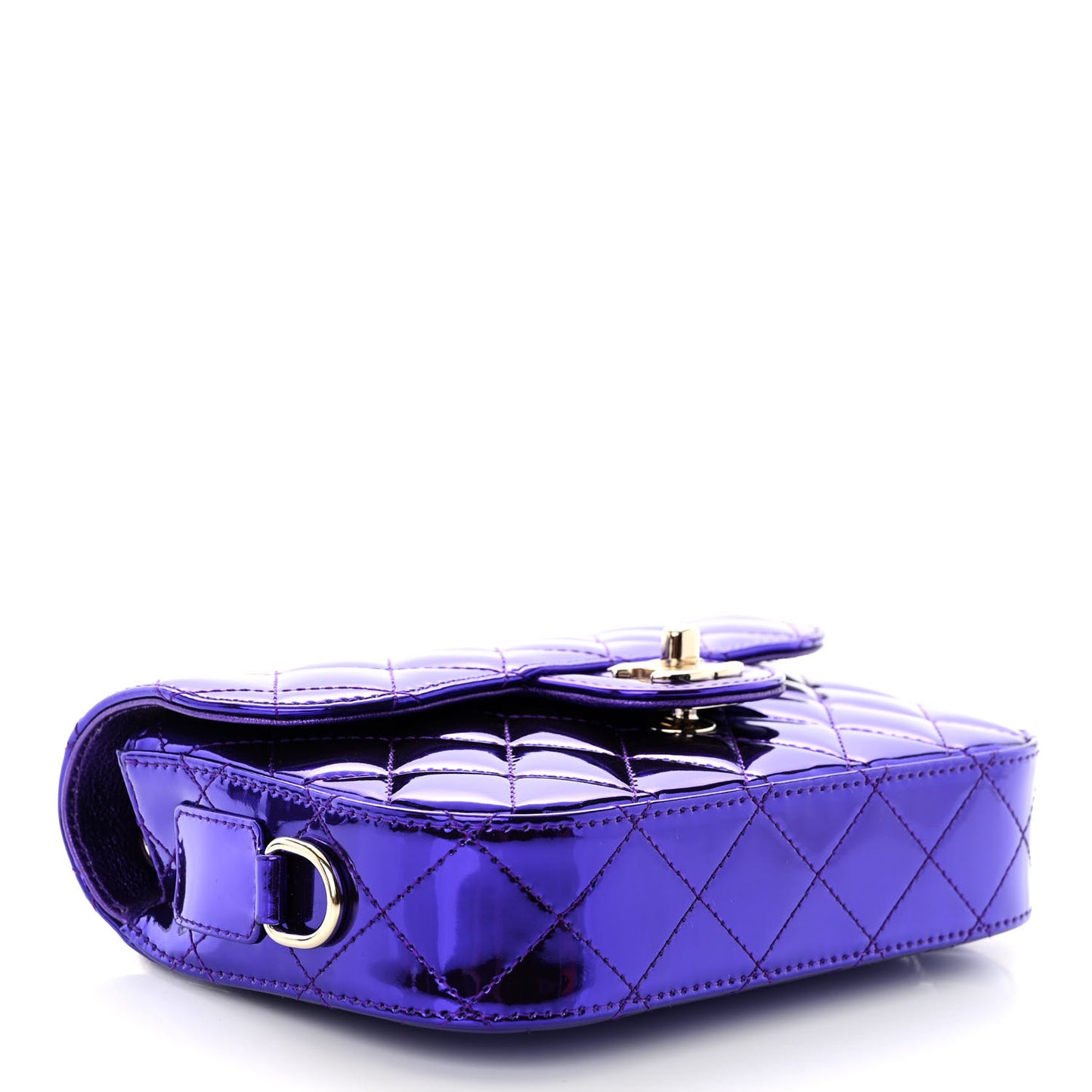 Mirror Calfskin Metallic Calfskin Quilted Hollywood Boulevard Mini Flap With Star Coin Purse Purple