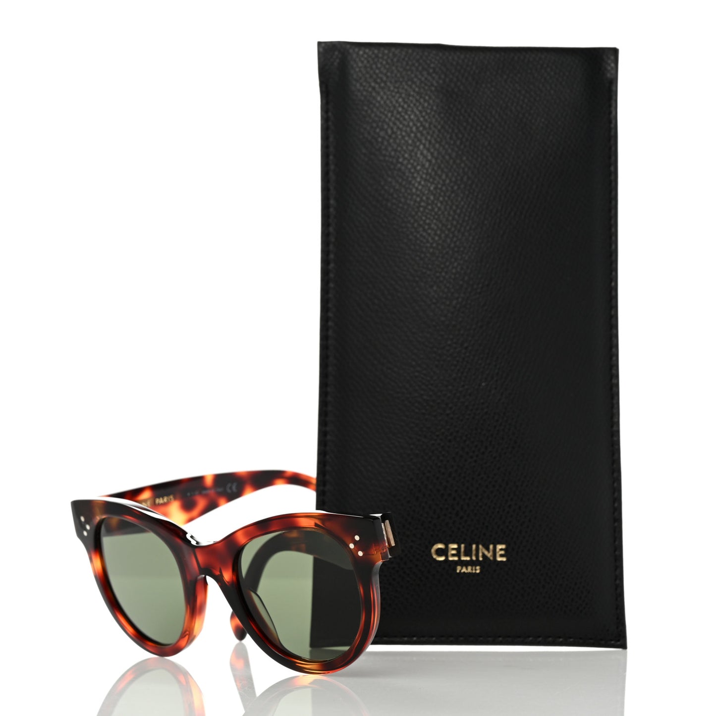 Acetate Studded Mineral Round Sunglasses CL40031 Tortoise