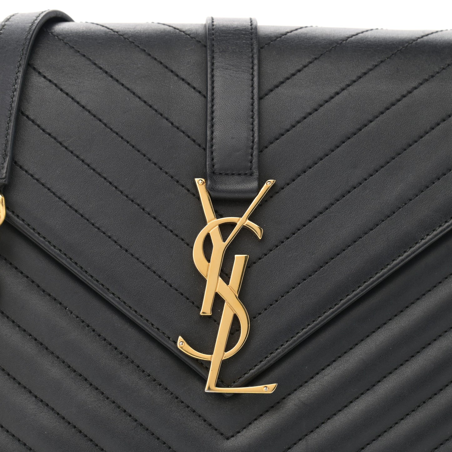 Calfskin Matelasse Chevron Medium Monogram Satchel Black