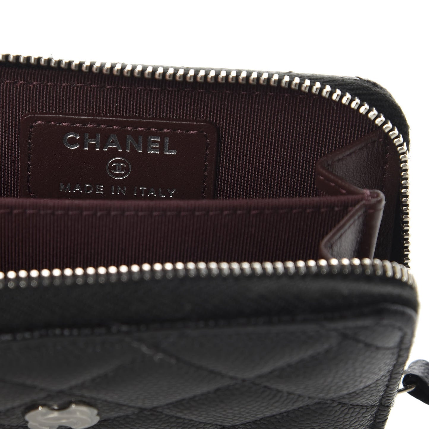 Caviar Quilted Zip Card Holder Black