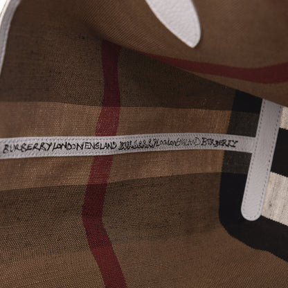 Burberry Coated Canvas Mega Check Medium Doodle Tote White 9 of 12