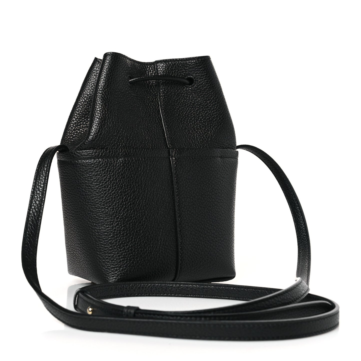 Grained Calfskin Mini Gancino Bucket Bag Black