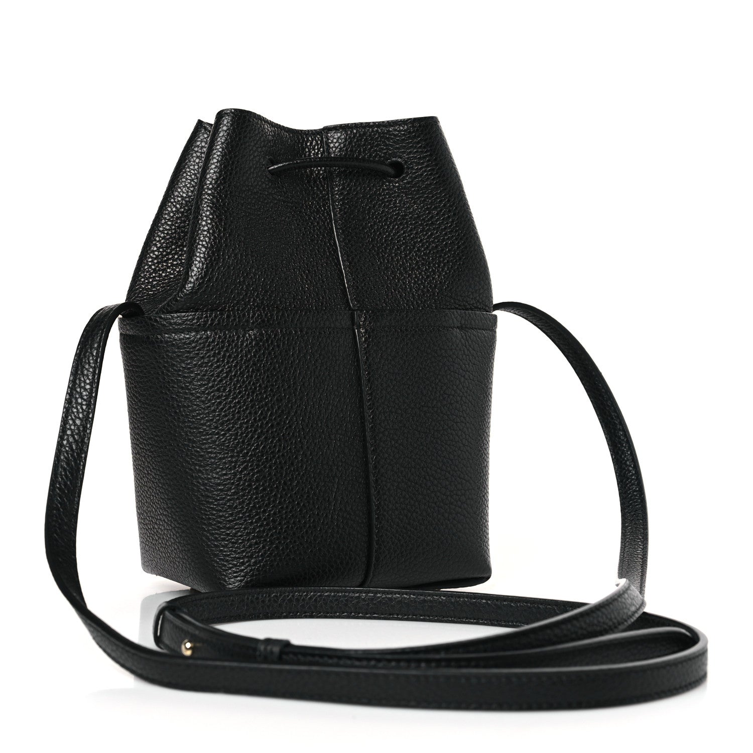 Salvatore Ferragamo Grained Calfskin Mini Gancino Bucket Bag Black 3 of 8