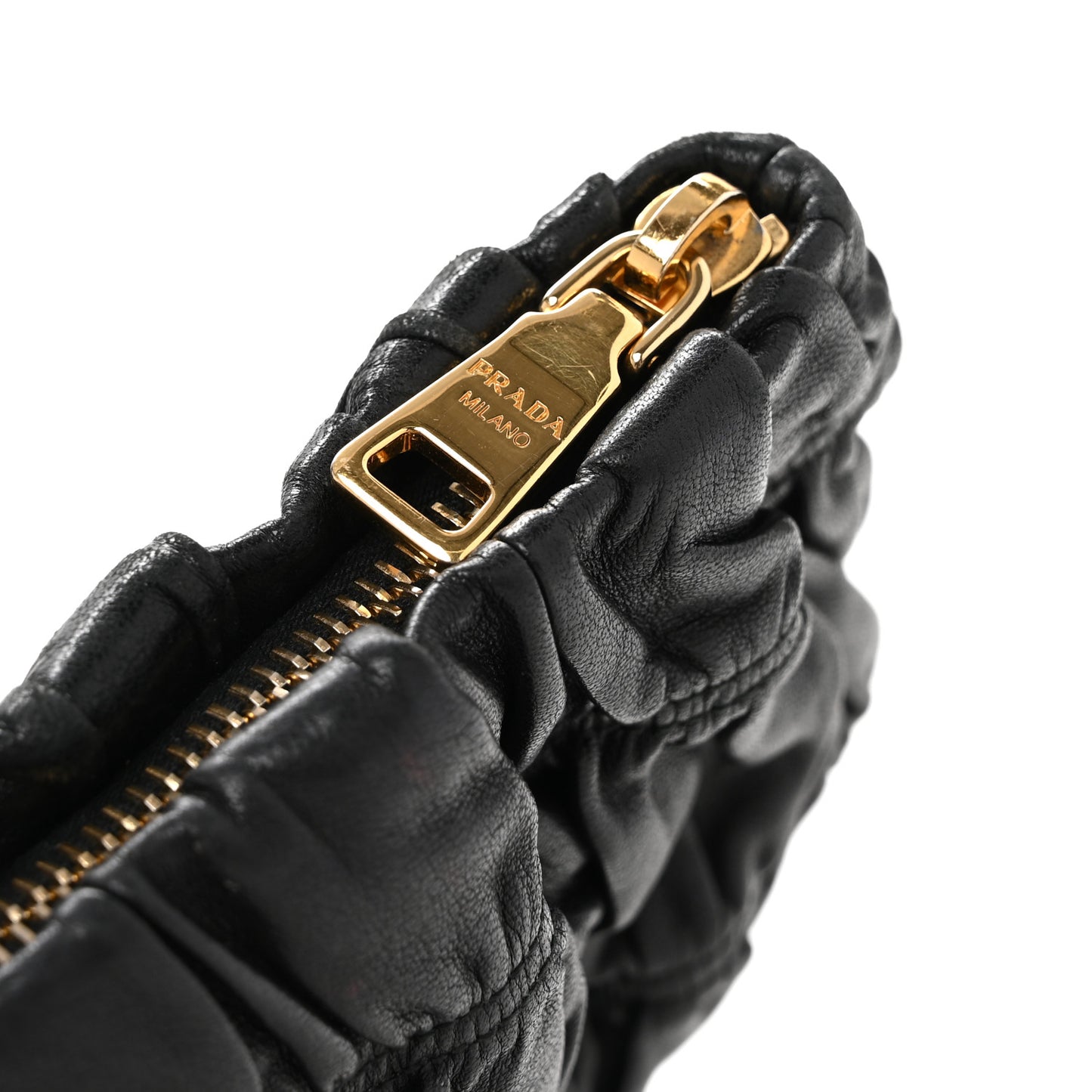 Nappa Gaufre Wristlet Clutch Black