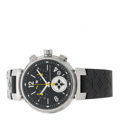 Louis Vuitton Stainless Steel Rubber 34mm Tambour Lovely Cup Quartz Watch Black 2 of 5