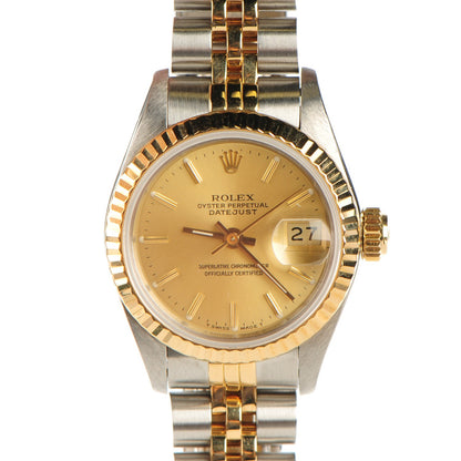 Rolex Stainless Steel 18K Yellow Gold 26mm Oyster Perpetual Datejust Watch Champagne 69173 1 of 7
