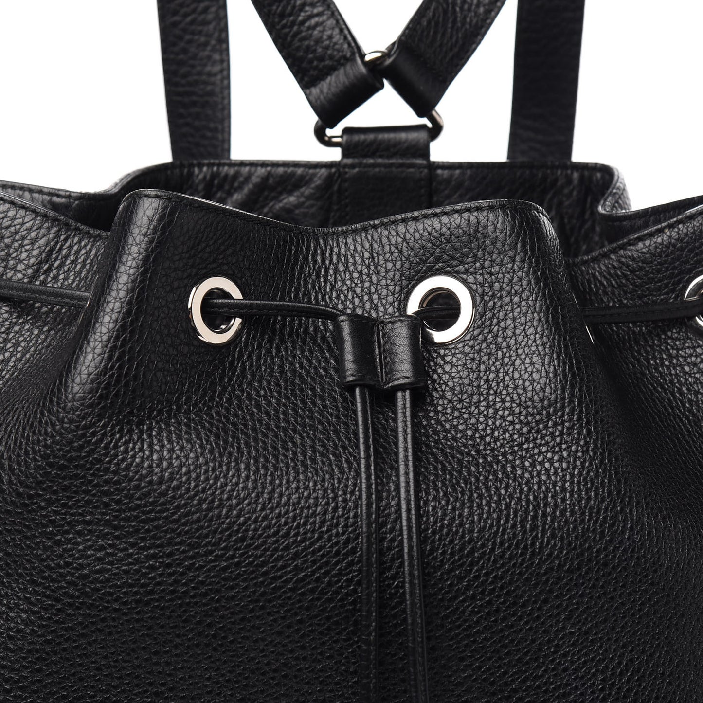 Pebbled Calfskin Small Soho Drawstring Backpack Black