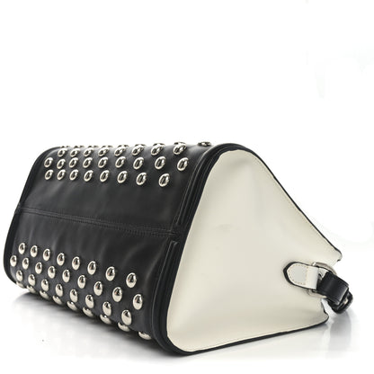 Alexander McQueen Calfskin Small Studded Padlock Zip Around Tote Black White 10 of 10