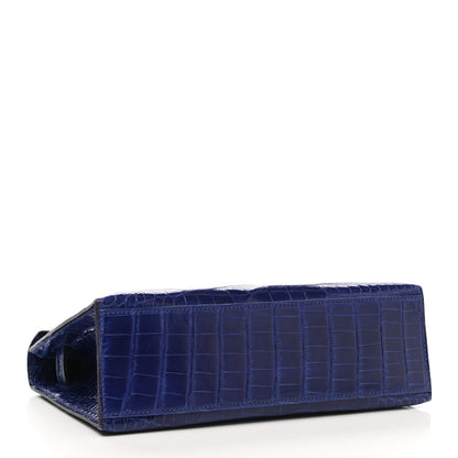 Hermes Shiny Alligator Kelly Pochette Bleu Electrique 4 of 16