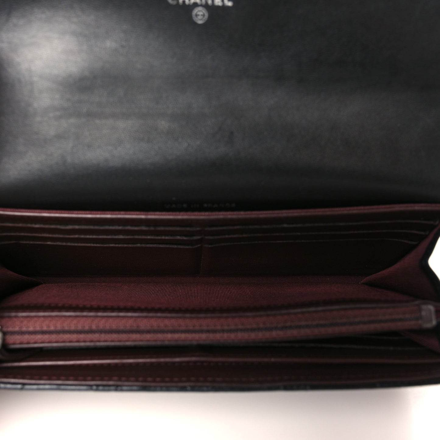 Lambskin Quilted Large Gusset Flap Wallet Black