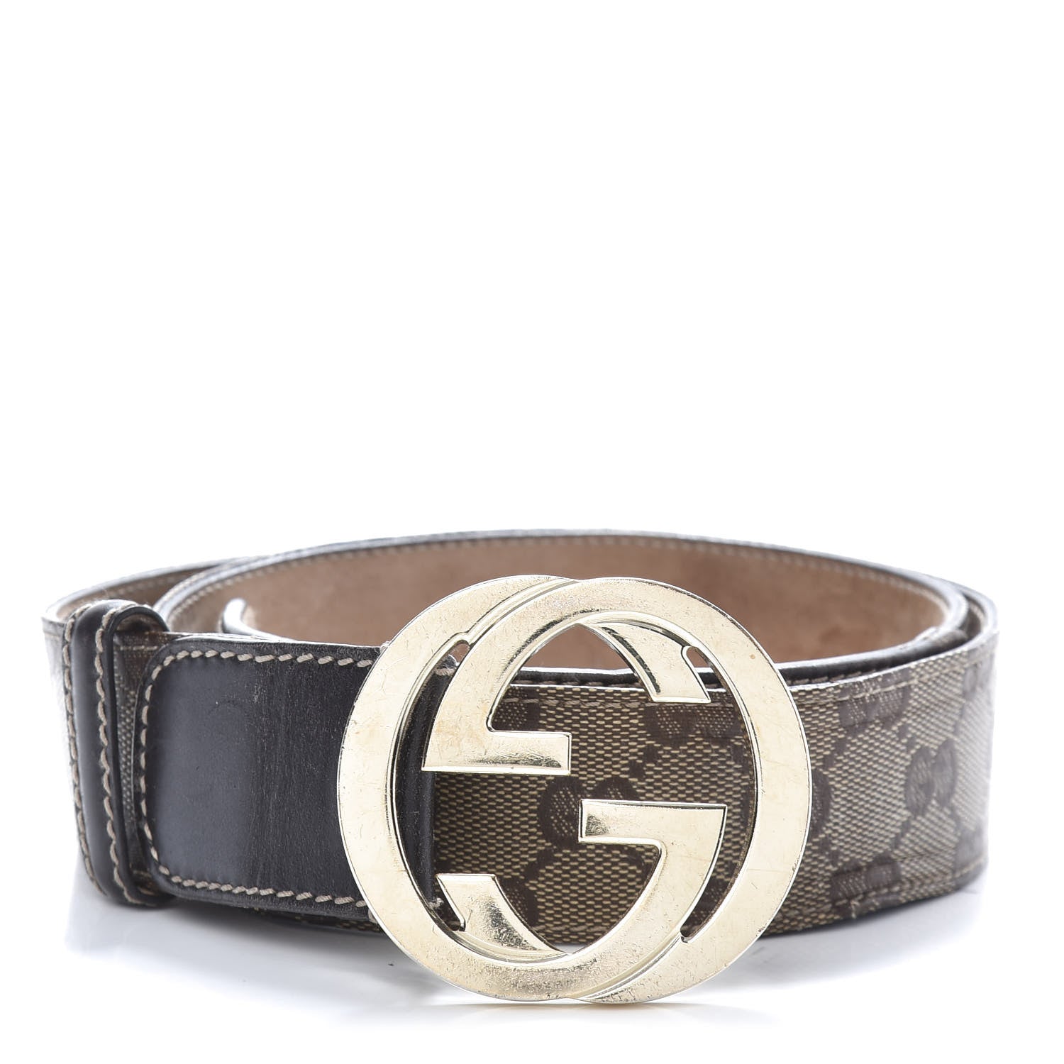 Gucci Monogram Interlocking G Belt 85 34 Dark Brown 1 of 8