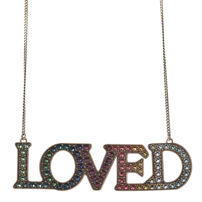 Gucci Metal Crystal Loved Short Necklace Aged Gold 1 of 8