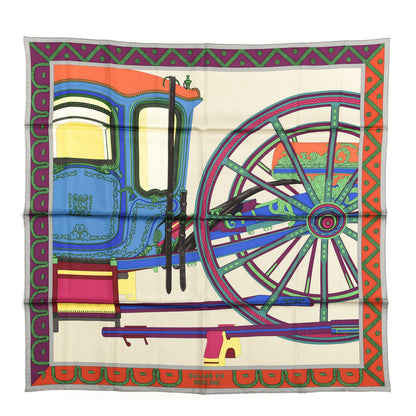 Hermes Silk Balade En Berline Scarf 90 Mastic Vert Juane 1 of 3