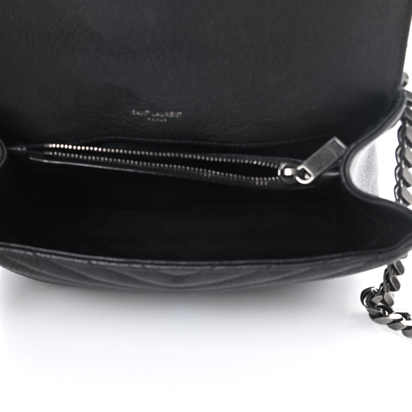 Sheepskin Matelasse Chevron Monogram Medium College Bag Black