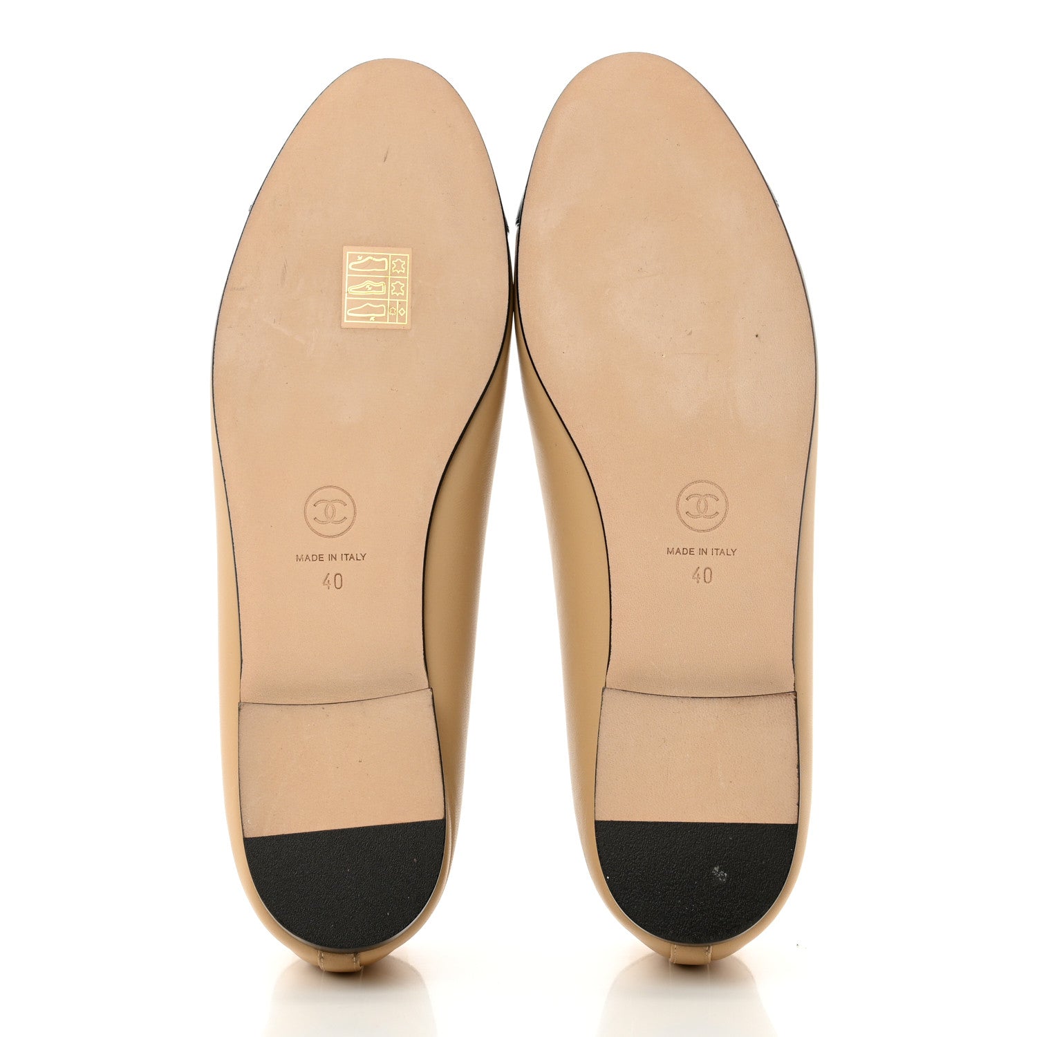 Chanel Lambskin Cap Toe CC Ballerina Flats 40 Beige Black 5 of 9