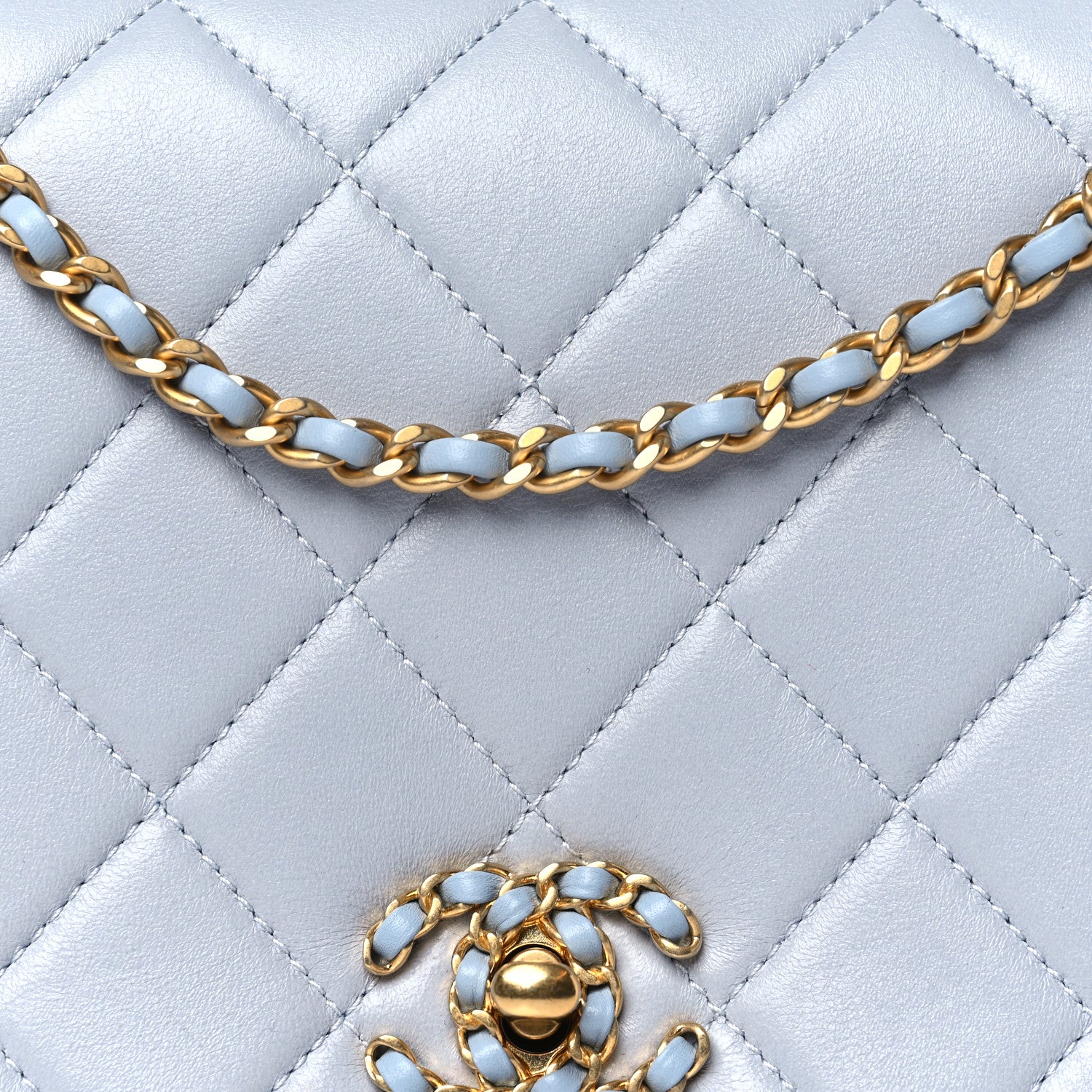 Chanel Lambskin Quilted Braided CC Flap Blue 8 of 10