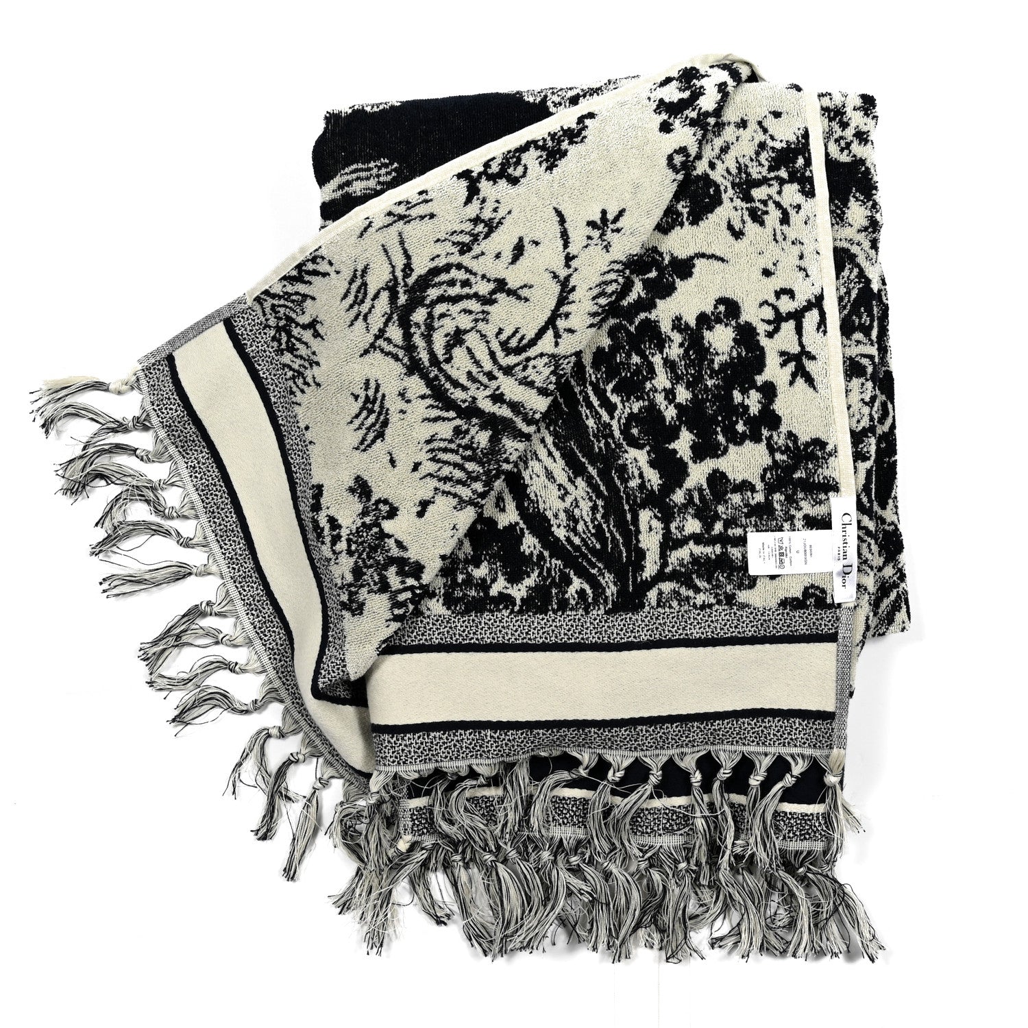 Christian Dior Cotton Toile De Jouy Reverse Towel Blue Ivory 2 of 3