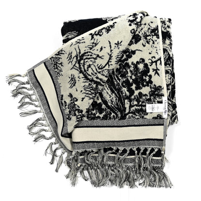 Christian Dior Cotton Toile De Jouy Reverse Towel Blue Ivory 2 of 3